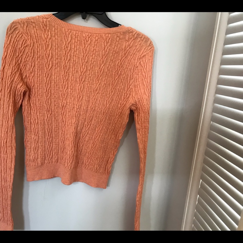 Free People Small Orange Cropped Cable Knit Sweater Sz: L - Picture 3 of 9